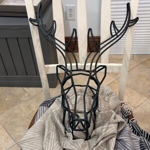 Wire Deer Head Wall Sculptural Decor - Black